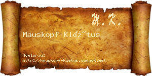 Mauskopf Klétus névjegykártya
